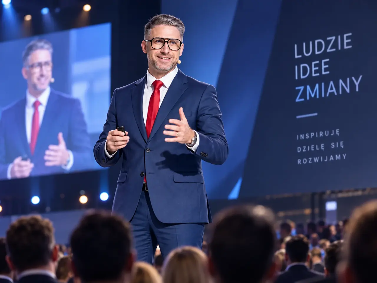 Paweł Szymków na scenie konferencyjnej